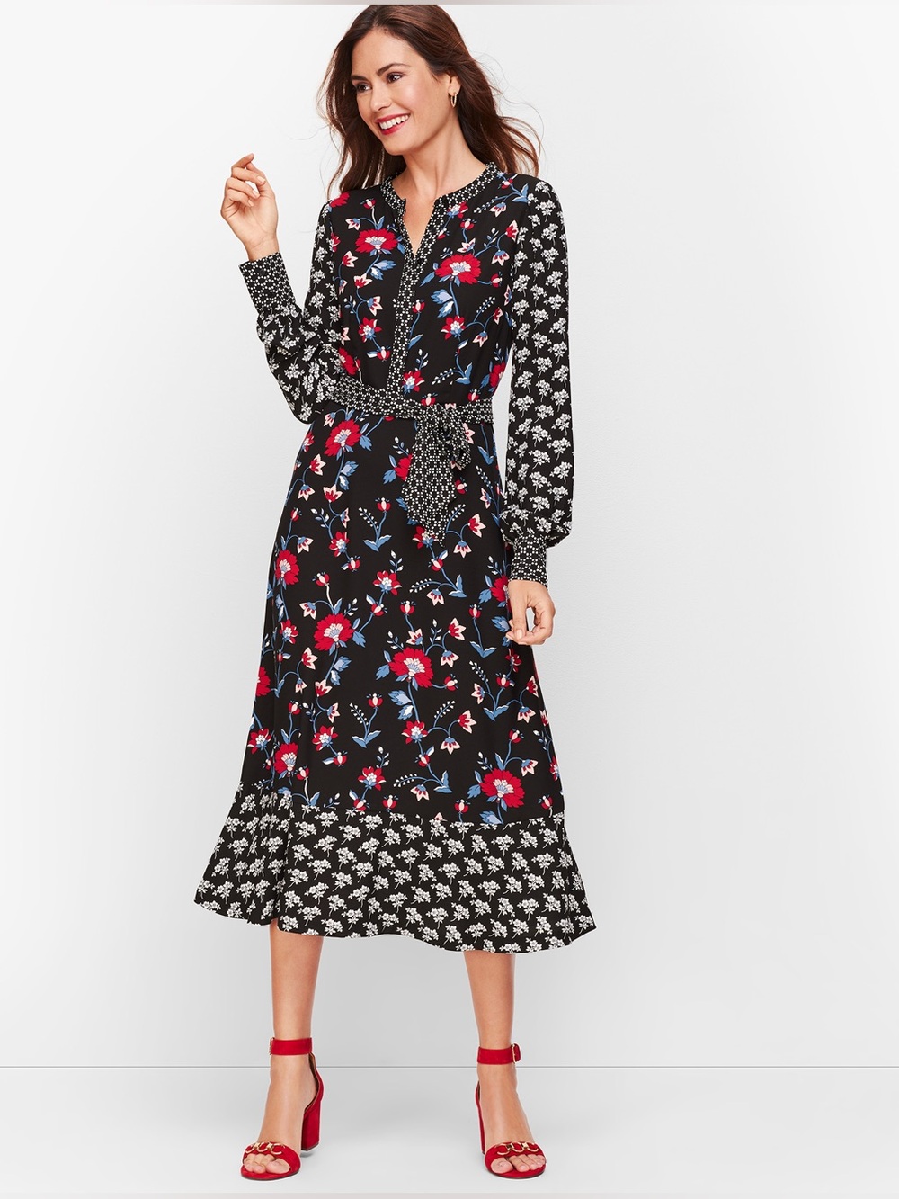 Talbots Mixed Floral Crepe Midi Dress | NWOT | Size 2 - Picture 2 of 16